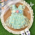 thumbnail image 2 of TOWED22 Baby Girl Clothes Newborn Romper Dress Infant Lace Ruffle Sleeveless Summer Outfits with Headband 0-12 Months Green,12-18 M, 2 of 7