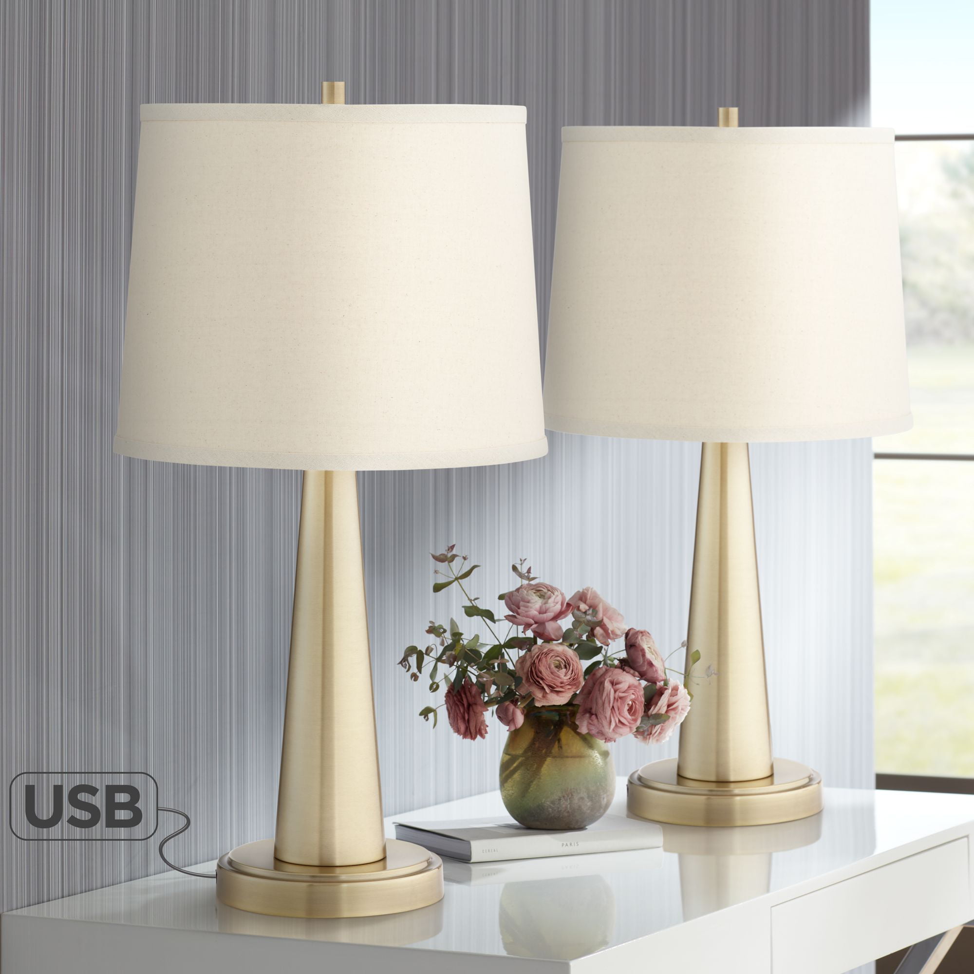 360 Lighting Modern Table Lamps Set Of, Best Crystal Table Lamps For Bedroom