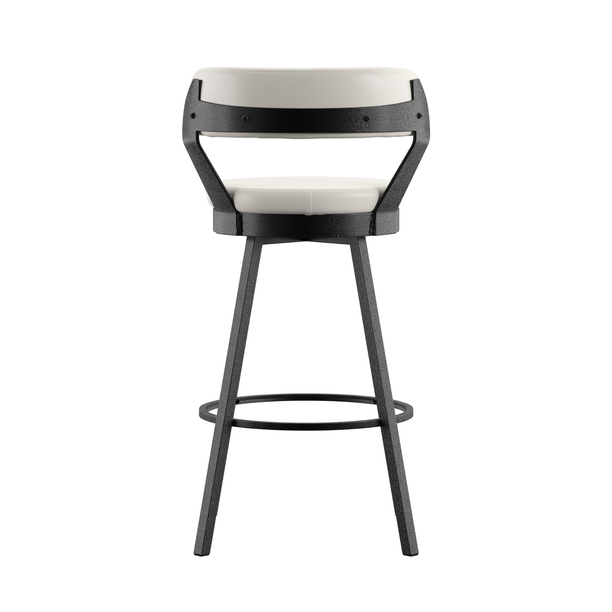 Weston Home Reinhold Faux Leather Swivel Bar Height Chairs with Grey Metal Legs, Set of 2, White