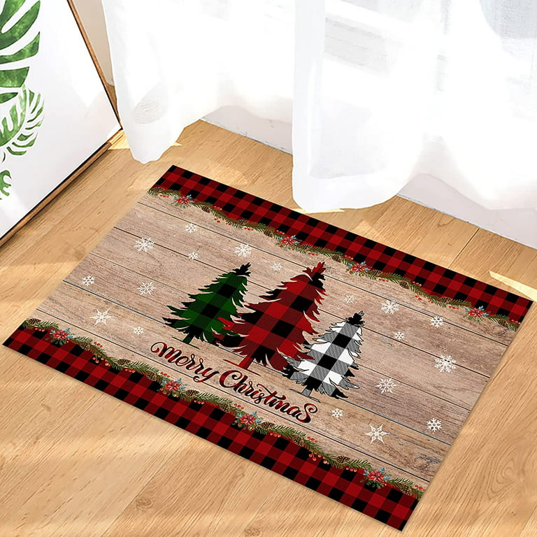  WHOMEAF Christmas Black Tree Doormat Winter Cold Forest  Snowflake Xmas Door Mats Entrance Low Profile Front Mat Christmas Rugs Non  Slip Floor Mat in/Outdoor for Home Patio Decor (17x29 in) 