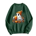 thumbnail image 4 of Lcziwo Womens Spooky Sweatshirt Crew Neck Ghost Graphic Cute Sweater Happy Halloween Spooky Season Tops Long Sleeve Casual Fashion 2025 Pullover Green,L, 4 of 4