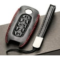 thumbnail image 4 of Vitodeco Genuine Leather Smart Key Fob Case Compatible with Nissan Sentra, Versa, Rogue, Pathfinder, Murano, Kicks, Ariya, Armada (2022-2026 Models) (5-Button, Black/Red), 4 of 5