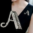 thumbnail image 6 of LINLIN Crystal Letter Brooches, 26 Letters Pins Brooches Silver Plated Metal Broaches Pins Clear Crystal Initial Breast pin for Women, 6 of 8