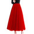 thumbnail image 2 of Women's Solid Color Tulle Skirt, High Waist A-Line Pleated Maxi Skirt, Elastic Waist Layered Mesh Skirt for Formal, Party, Wedding and Special Occasions Red A, 2 of 5