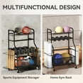 thumbnail image 3 of CoSoTower Garage Sports Equipment Organizer, Rolling Home Gym Storage Rack with Wheels, Dumbbell Rack and Ball Storage Holder, 3 of 7