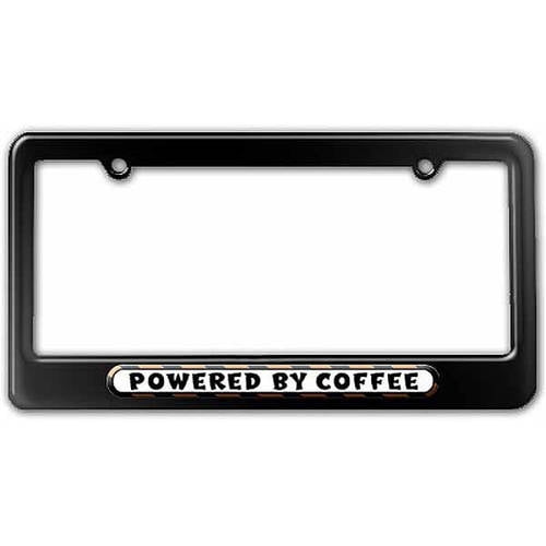 Powered By Coffee License Plate Tag Frame, Multiple Colors