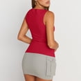 thumbnail image 4 of Lumtrix Boat Neck Tank Tops For Women Seamless Shirts Cute Casual Basic Sim Fitted Summer Going Out Crop Tops Red XL, 4 of 6