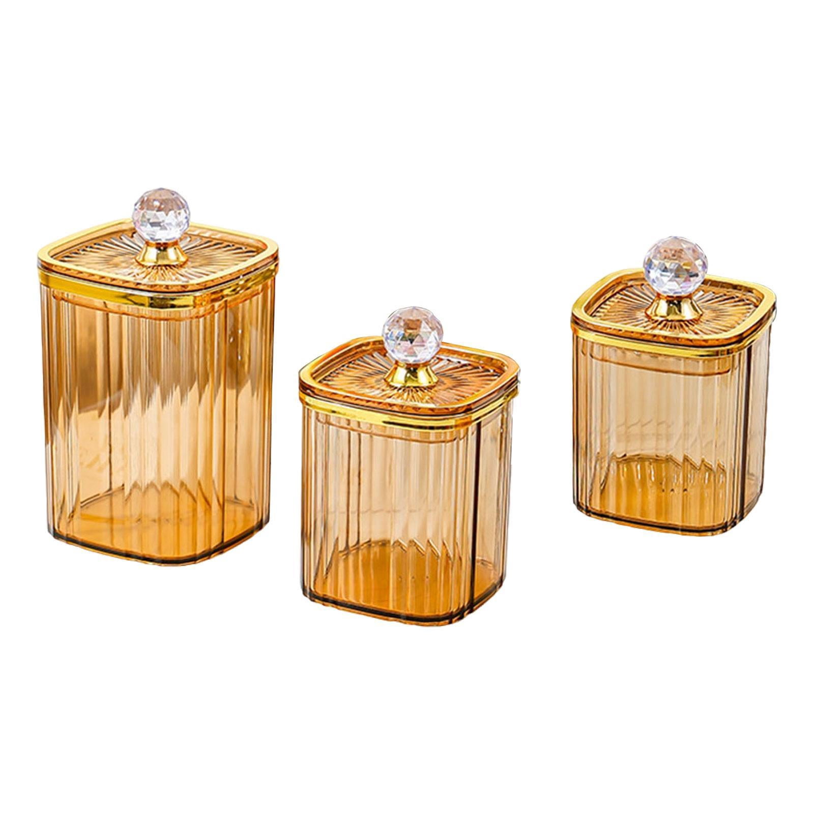 Baoblaze 3 Pieces Airtight Food Storage Container Grain Jar for Kitchen Wedding Candy Amber Big Diamond