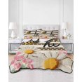 thumbnail image 2 of Twin Quilt Bedding Set, Spring Bees Daisy Reversible Summer Quilt 3 Pieces, Rustic Tulips Dots Brown Striped Burlap Lightweight Bedspreads Coverlets with 2 Pillow Shams for All Seasons, 2 of 5
