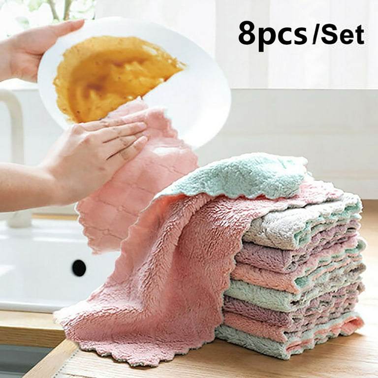 2/4/8pcs Soft Microfiber Kitchen Towels Absorbent Dish Cloth Anti