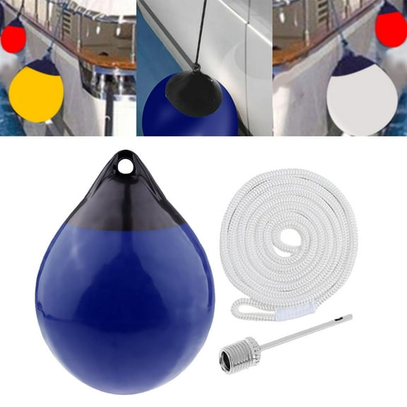 Boat Ball Anchor Buoy Float Inflatable Dock Edge 10x12 inch Protector Marine Mooring Buoy Swim Buoy for Fishing Sailboats Accessories Blue with White Rope