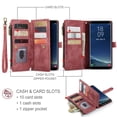 thumbnail image 4 of Wallet Case Compatible with Samsung Galaxy S8 Plus, Multifunctional Magnetic Closure Folio Case, [RFID Blocking] Durable PU Leather Flip Lanyard Strap Wristlet Zipper Card Holder Phone Case, Red, 4 of 10
