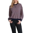 thumbnail image 1 of Sudaderas de cuello redondo a rayas de manga larga para mujeres XL Rosa, 1 of 6