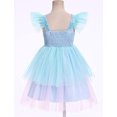 thumbnail image 2 of IBTOM CASTLE Toddler Baby Girls Shiny Butterfly Tutu Dress Princess Birthday Party Pageant Flower Girl Wedding Tulle Dresses 2-6T Blue, 2 of 7