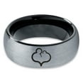 thumbnail image 2 of Tungsten Partner Love Pregnancy Heart Band Ring 8mm Men Women Comfort Fit Black Dome Brushed Gray Polished, 2 of 4