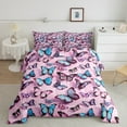 thumbnail image 2 of Manfei Butterfly Comforter Sets Queen Size,Multicolor Butterflies Comforters & Duvets,Pink Blue Bedding Queen Comforter Set,Lightweight Room Decoration Reversible,3-Piece, 2 of 8