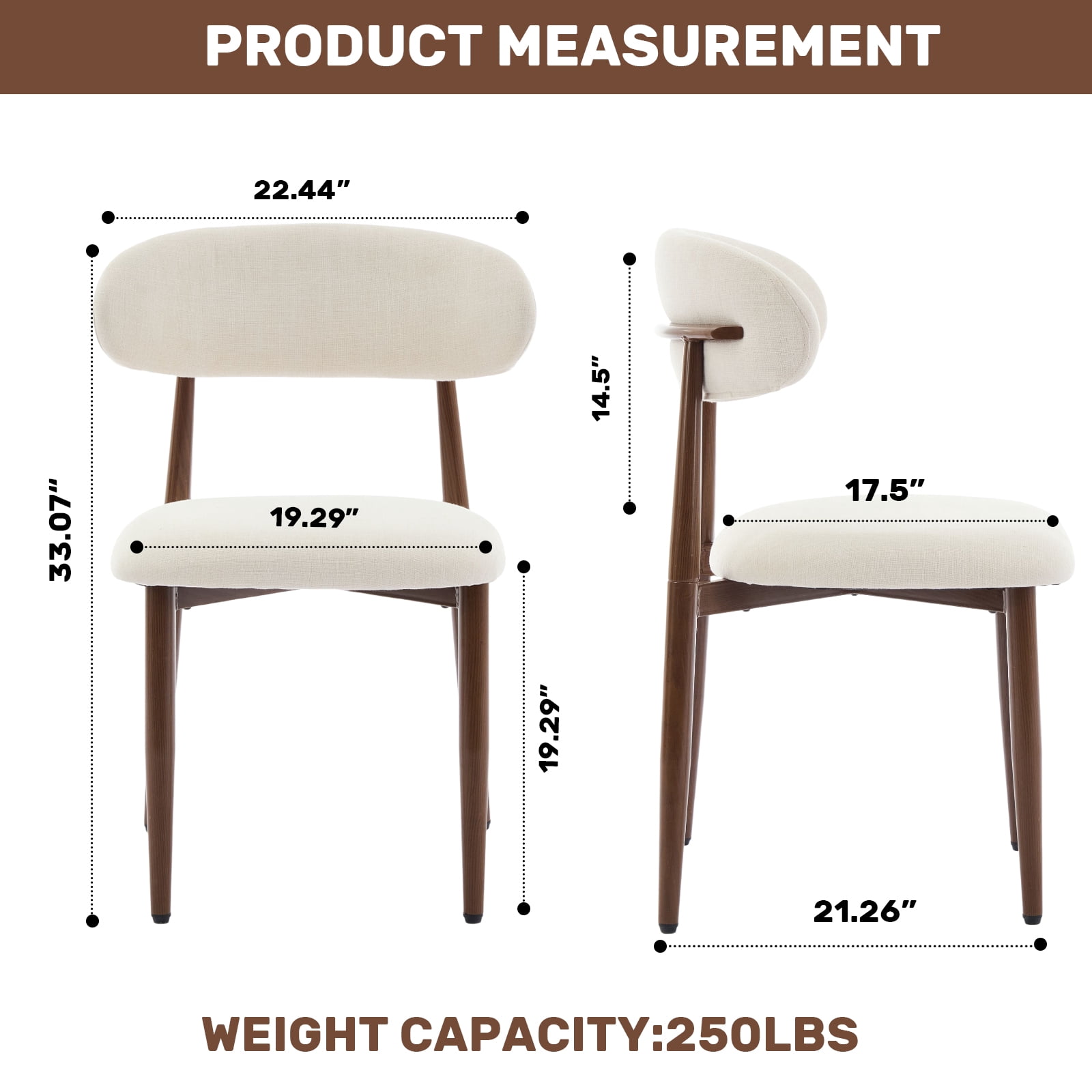 Dining Chairs Set of 2, Metal Kitchen Chairs with Upholstered Seat and Back, Modern Dining Room Chairs for Home and Cafe, Black Frame with Beige Seat