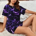 thumbnail image 5 of Yiaed Galaxy Lightning Print Short Sleeve Pajama Sets for Women Casual Crew Neck 2 Piece Lounge Sets Women's Short-Sleeved Pajama-Large, 5 of 5