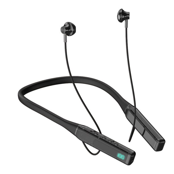Neckband Bluetooth Headphones Led Digital Display Wireless Bluetooth Neckband Headset Sport Sweatproof Stereo Earphones (Orange)