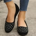 thumbnail image 7 of HTHLVMD Rhinestone Ballet Flats for Women, Slip-On Dressy Flats, Casual Walking Flats for Women, Comfortable Slip-On Shoes, Womens Faux Suede Rhinestone Ballerina Ballet Flats Shoes, Black 6, 7 of 7