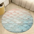 thumbnail image 4 of Mermaid Fish Scales Round Small Area Rug, Print Non Slip Washable Floor Mat, Soft Throw Rug for Living Room, Powder Room Entryway, Bathroom, Bedside, 4 of 6