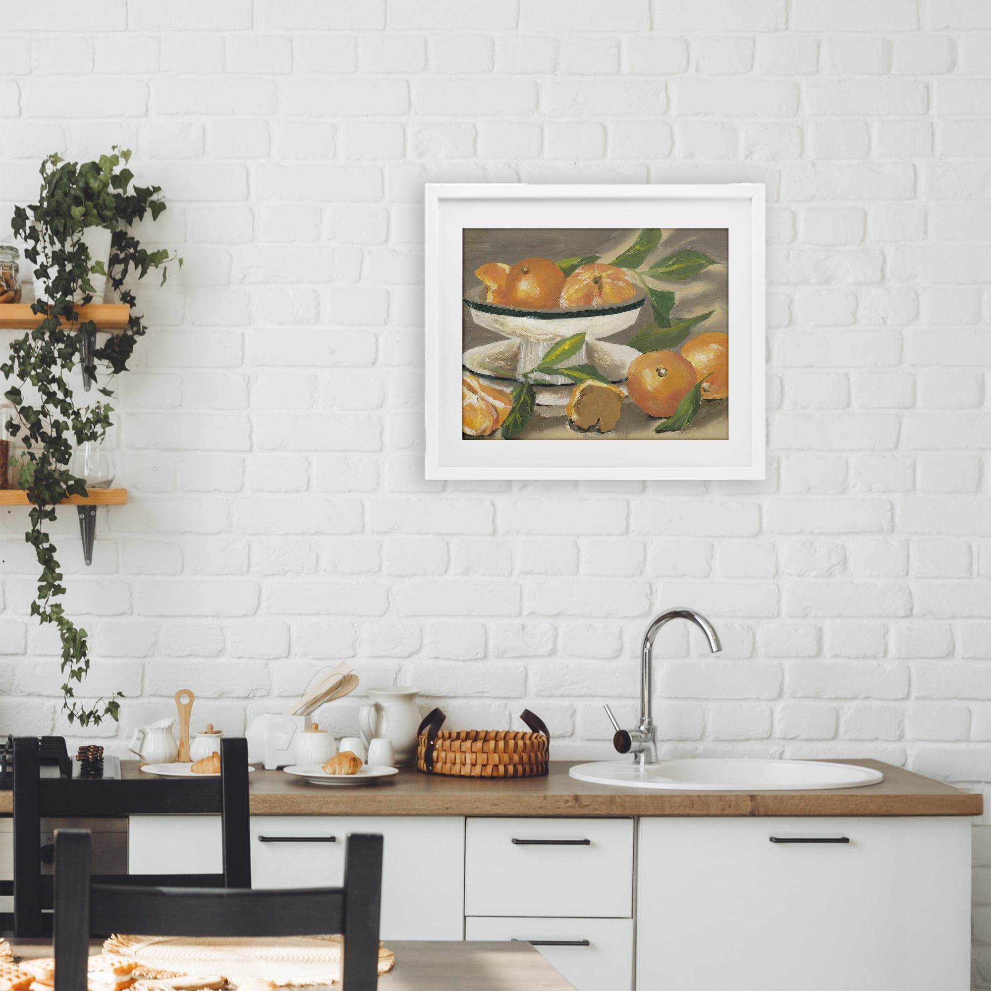 Stupell Industries Oranges in Stillness White Framed Print Under Glass, design by Melissa Wang