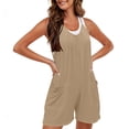 thumbnail image 4 of Yotami Womens Summer Rompers with Pocket, Casual Loose Spaghetti Strap Short Jumpsuit for Vacation, Sleeveless Beach Jumpsuits Overalls, Khaki XXL, 4 of 4