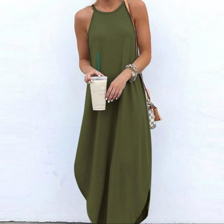 slim fit dress slacks Women's Dresses - Black Halter Maxi Dress + Strappy Back