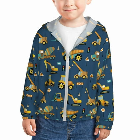 

Vsdgher Modern Excavator Kids Sun Protection Hoodie with Zip Rash Guard Tops Children s Long Sleeve Sun Protection Clothing -