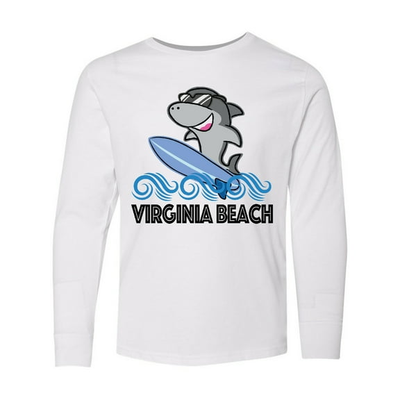 Inktastic Virginia Beach VA Funny Shark Long Sleeve Youth T-Shirt
