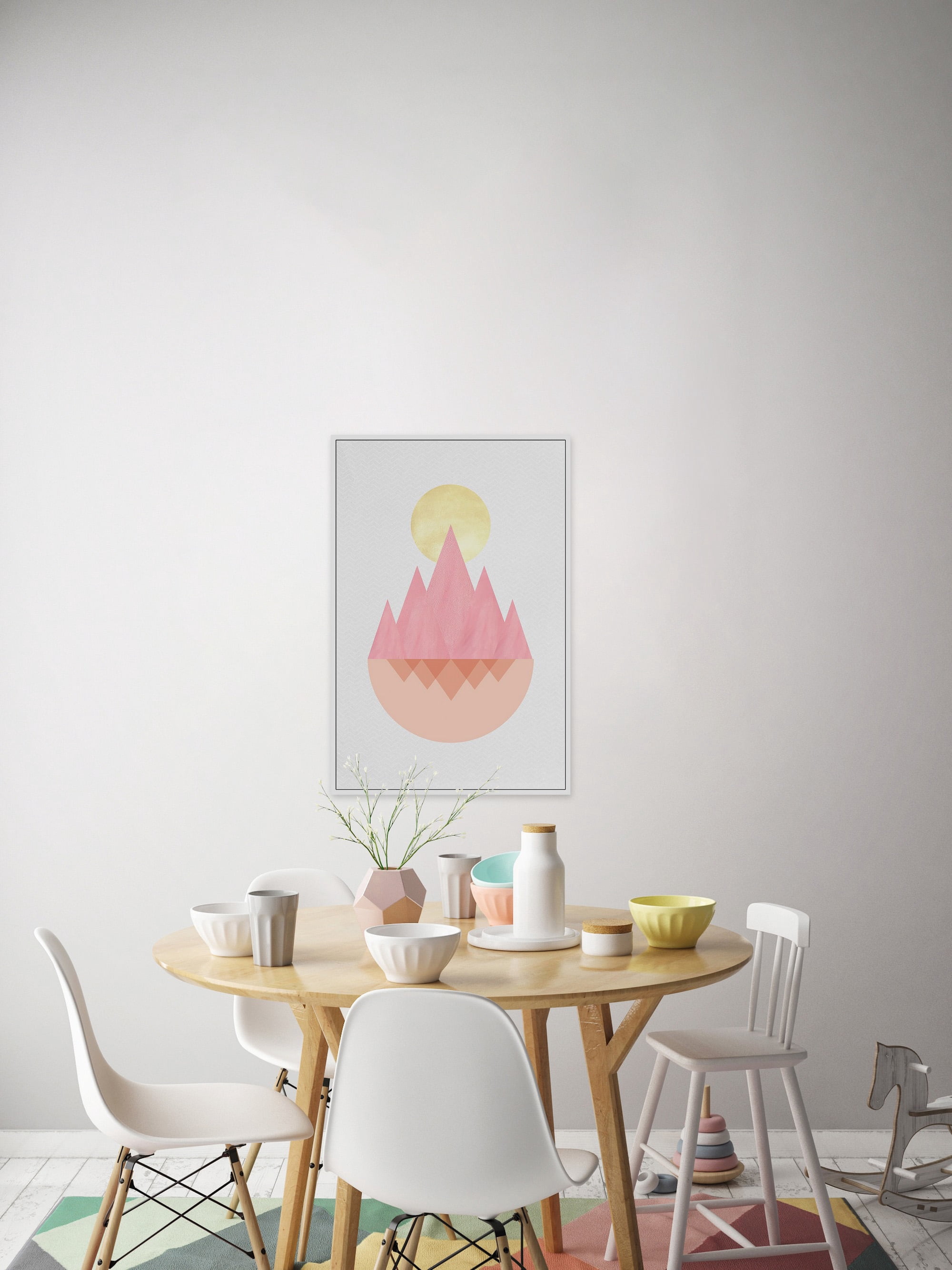 Sunset Mountain Floater Framed Painting Print on Canvas
