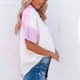 thumbnail image 5 of Fiudx Ofertas Flash Del Día Solo En Línea Moda Mujer Casual Botón Patchwork Blusa Manga Corta Camiseta Verano Tops, 5 of 7