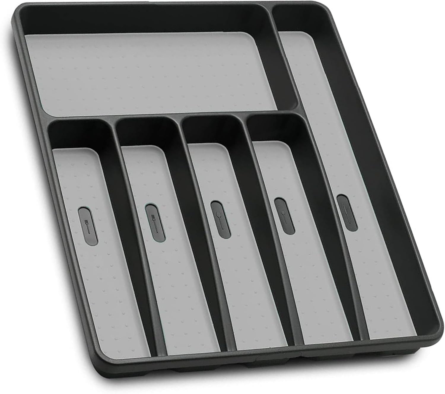 Silverware Organizer Tray Drawer Flatware Holder 5 Compartment Kitchen Utensil Storage Plastic Organizer White