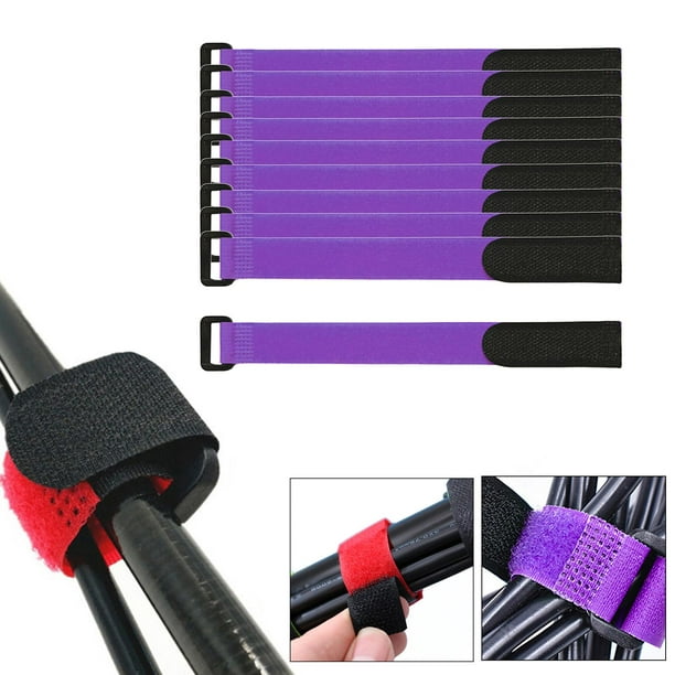 10 Pcs Fishing Rod Belt Bands Ties Straps Stickers with Hoop for Outdoor 
