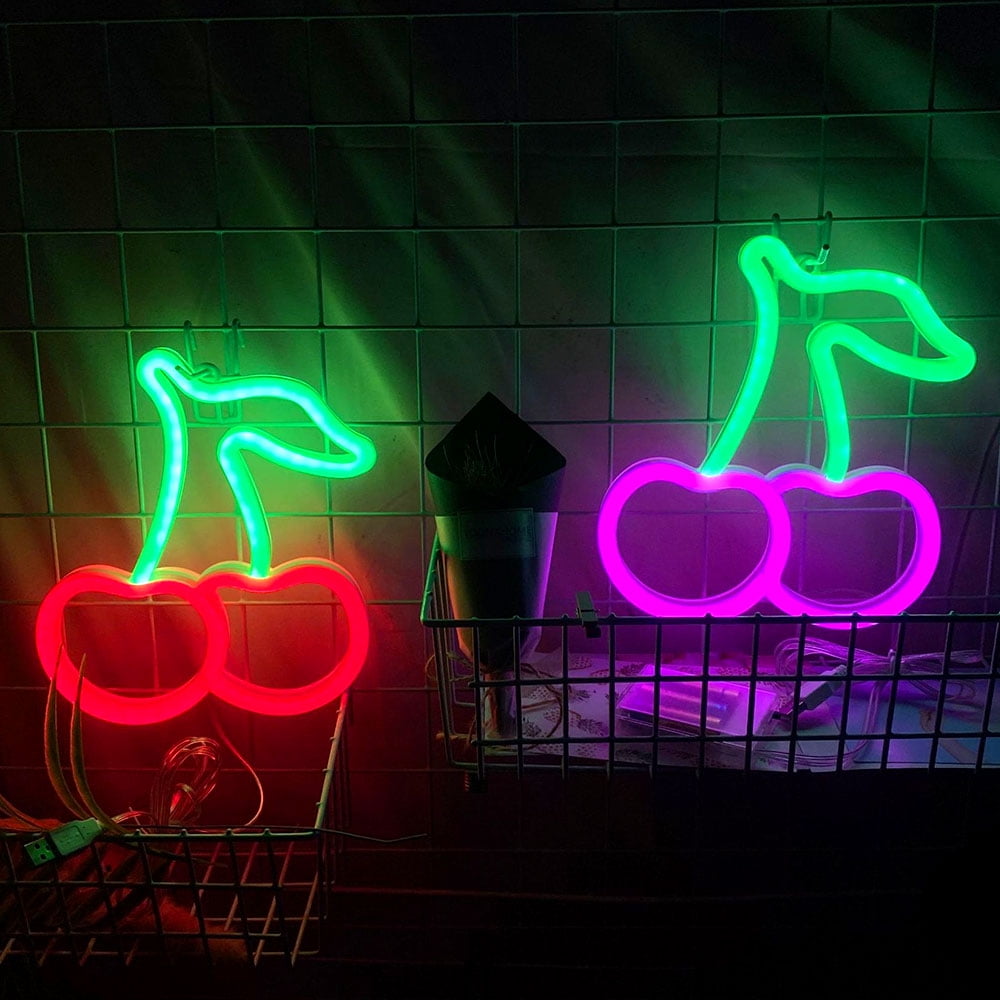 Cherry Cherry Neon Lamp Sign 14"x10" Acrylic Bright Lighting Bar Bedroom Decor 