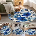thumbnail image 5 of Round Area Rug 8 Ft, Blue Flowers Washable Non-Slip Circle Carpet for Living Room/Bedroom, Spring Watercolor Floral Leaves Plants Beige Collection Low-Profile Large Area Rugs for Indoor, 5 of 7