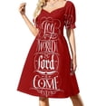 thumbnail image 2 of Joy to the World the Lord is Come - Christian Religious Christmas Carol Chalkboard Lettering - Red Sleeveless Dress, 2 of 7