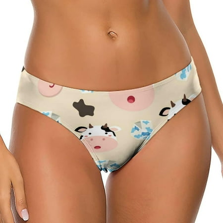 Cow and Milk Women s Low Waist T-Back Thong Panty Underwear Brief Cute