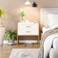 thumbnail image 5 of Tribesigns White and Gold Nightstand with 2 Drawers, 21 Inch Wide Night Stand Modern Bedside Table with Metal Frame 2-Drawer End Table for Bedroom Sofas Sides, 5 of 6