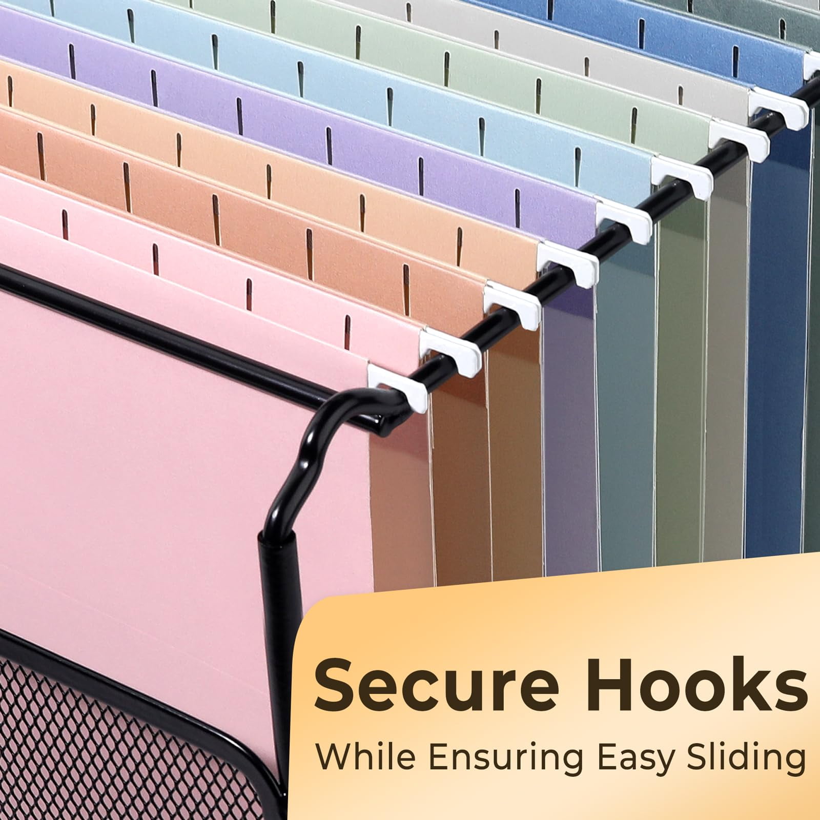 SUNEE 50 pack Hanging File Folders with 1/5-cut Tabs,10 Pastel Colors