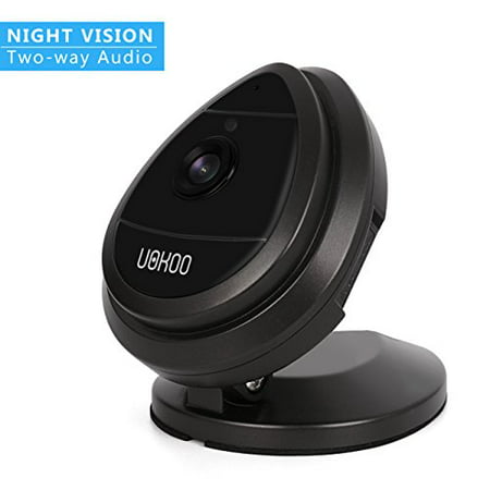 Mini IP Camera, UOKOO Home WiFi Wireless Security Surveillance Camera System with Night Vision/Two Way Audio White - Black-night