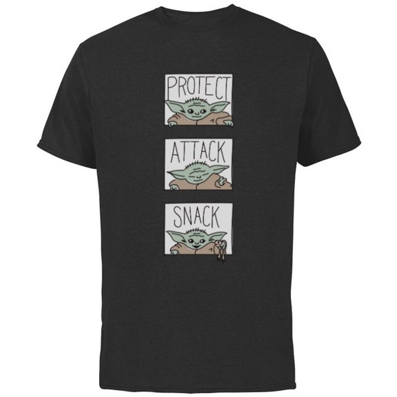 Star Wars The Mandalorian The Child Protect Attack Snack - Short Sleeve Cotton T-Shirt for Adults - Customized-Black