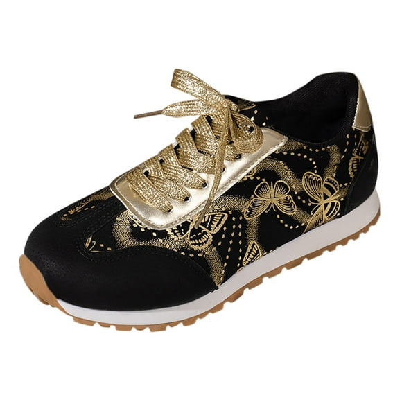 Wyzesi Ballet Flats Shoes for Women Red Women'S Fashion Round Head Lace Up Print Sneakers Casual Comfortable Running Shoes