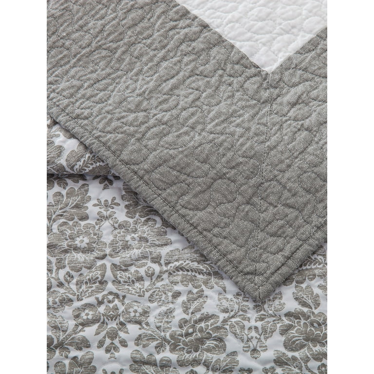 新品★Peak PatchworkQuiltedNORAGICoat Mary Jane Farm Gray Triangles Cotton Quilts, Queen