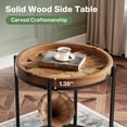 thumbnail image 4 of Finmind 2-Tier Round Side Table Set of 2, 15.8 Inch End Table with Solid Wood and Metal, Industrial Nightstand for Small Spaces, Living Room, Bedroom, Rustic Brown, 4 of 7