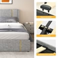 thumbnail image 6 of DWVO Upholstered King Bed Frame with Storage, Wingback Platform Bed with Wood Slats, No Box Spring Needed, Gray, 6 of 9