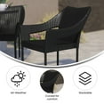 thumbnail image 3 of Flash Furniture Ethan Set of 2 Commercial Grade Stacking Patio Chairs, All Weather PE Rattan Wicker Patio Dining Chairs in Black, 3 of 12