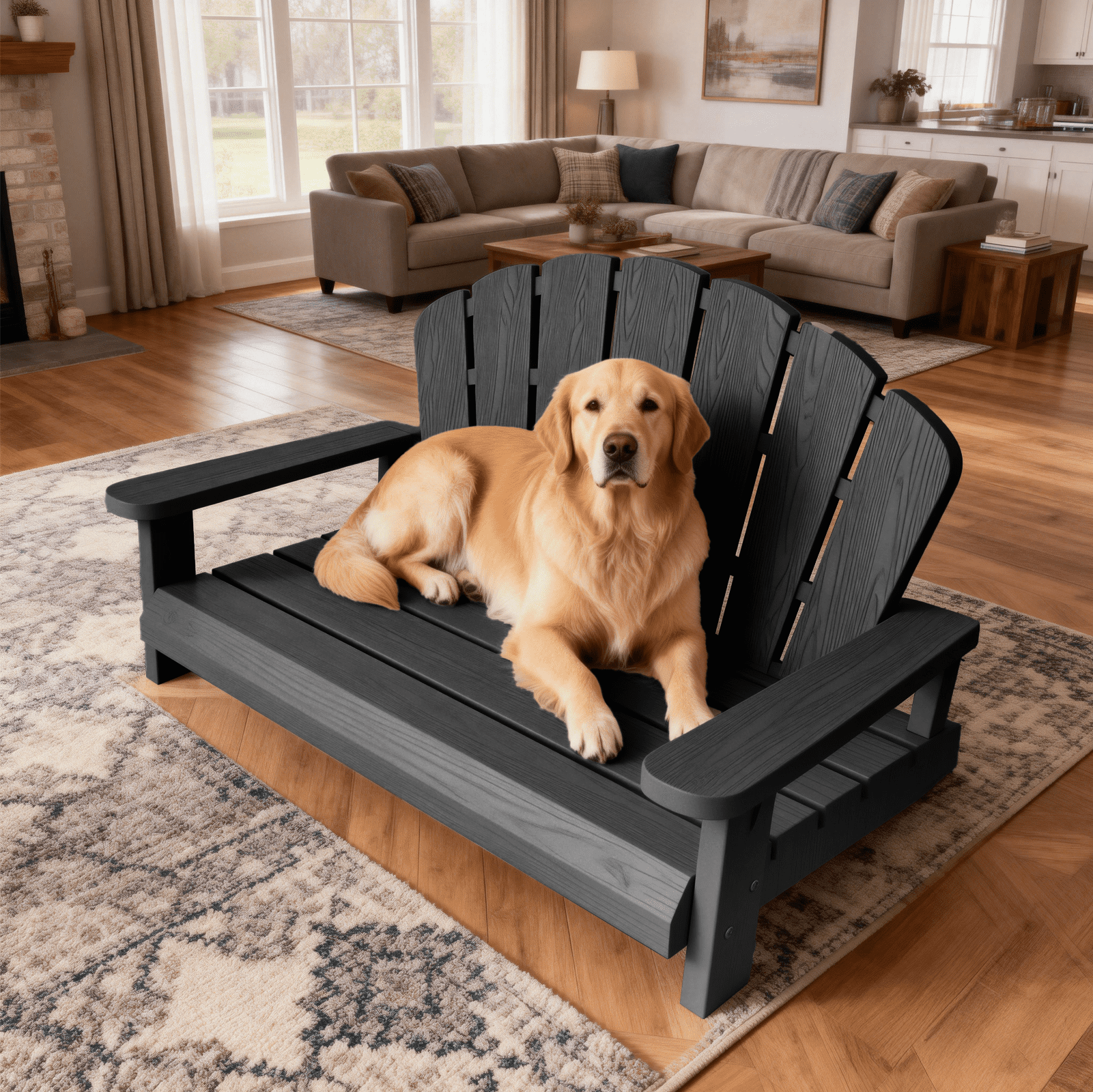 Joxxoaa Resin pet bed/chair, waterproof, sunproof, scratch and bite resistant, suitable for outdoor gardens, patios, bedrooms, living rooms, cats, dogs, and rabbits.（Black)