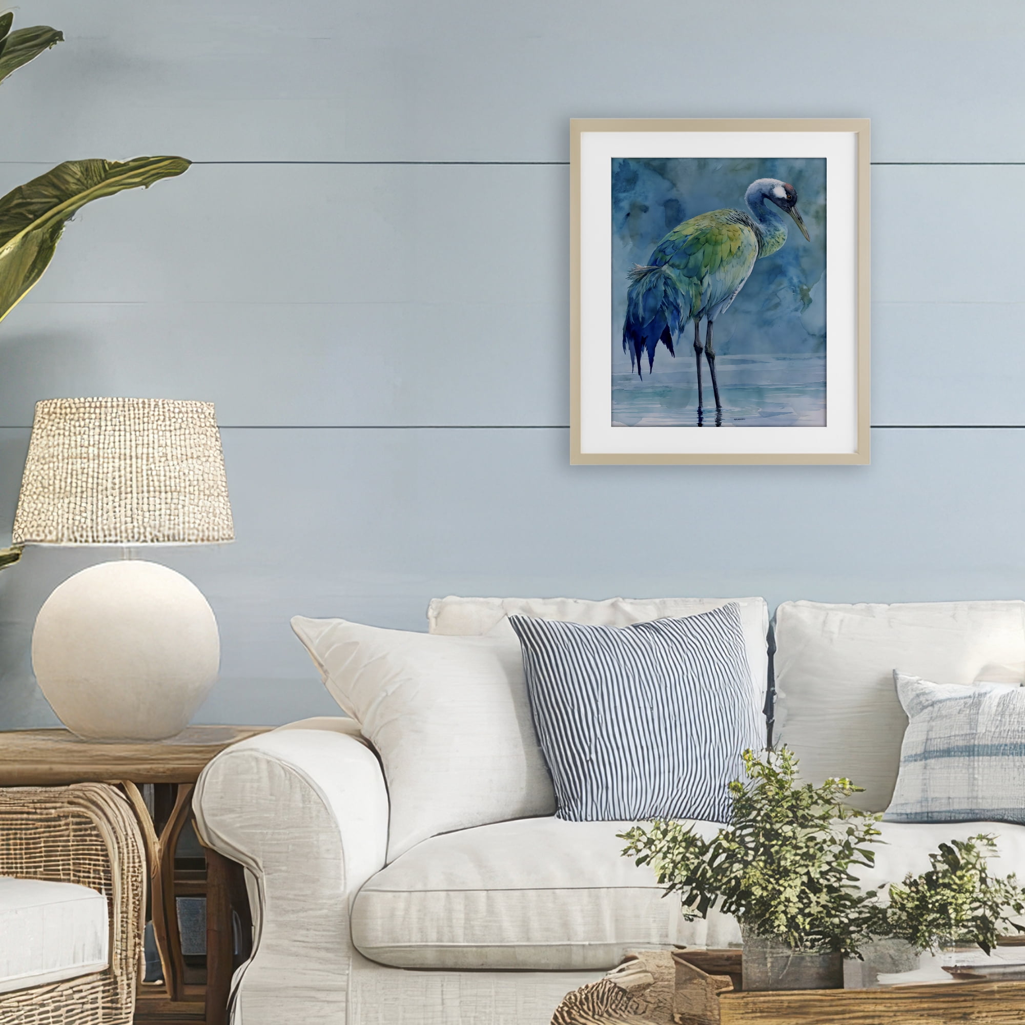 Stupell Industries Turquoise Feathered Coastal Bird Birch Framed Print Under Glass, design by Franklyn Gregory