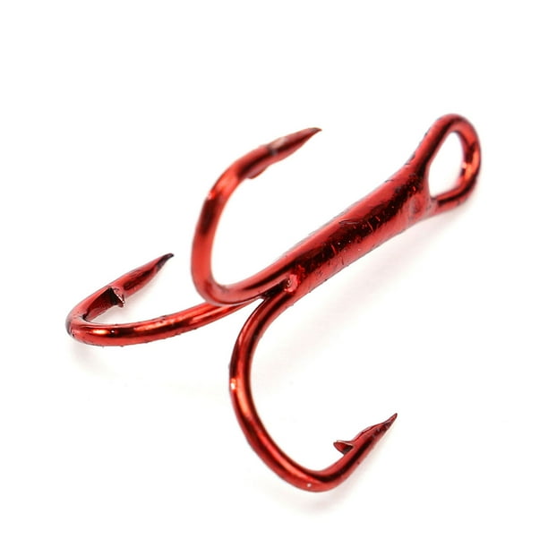 100x Lots Red Fishing Hooks Carbon Steel Treble Jig Hooks Fishhook